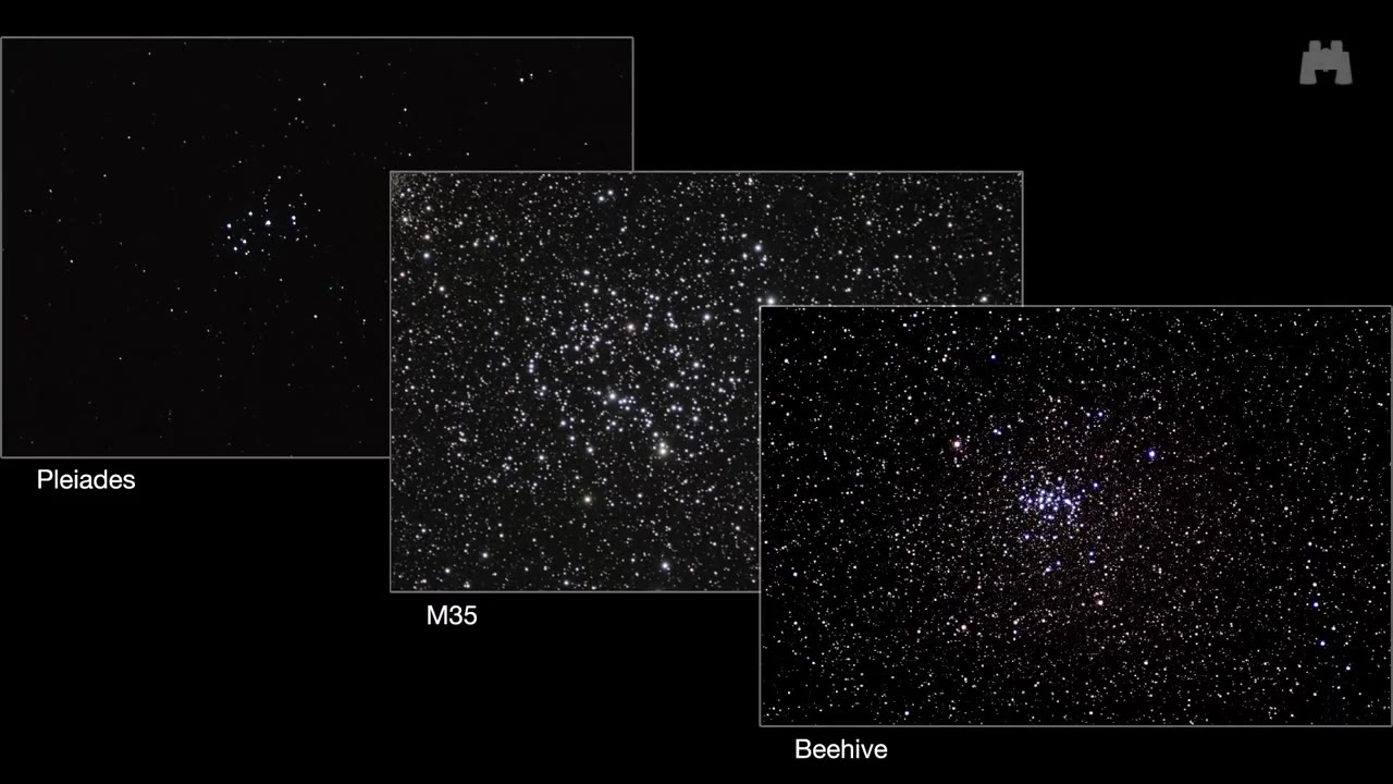 The Moon beside the Pleiades on the 5th — binoculars split the cluster into individual stars.